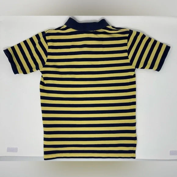 POLO By RALPH LAUREN: Navy/Yellow Striped Polo Shirt, Size 7 - Picture 2 of 4
